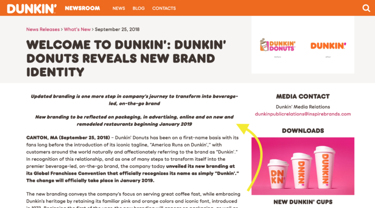 Dunkin' pr site