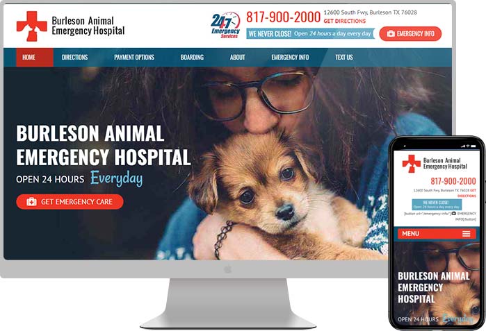 Burleson Animal Emergency Hospital website preview