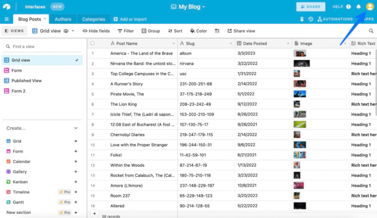 Database with Content and Labels