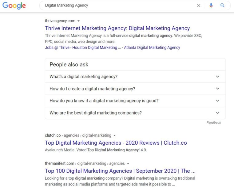 Digital Marketing Agency Google Result
