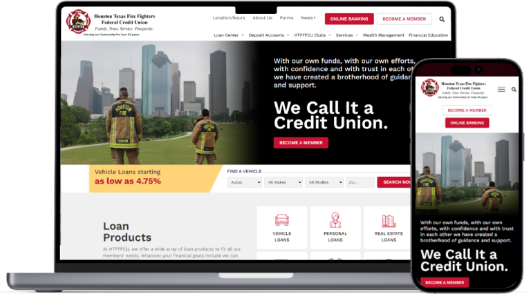 Houston Texas Fire Fighters Federal Credit Union website preview