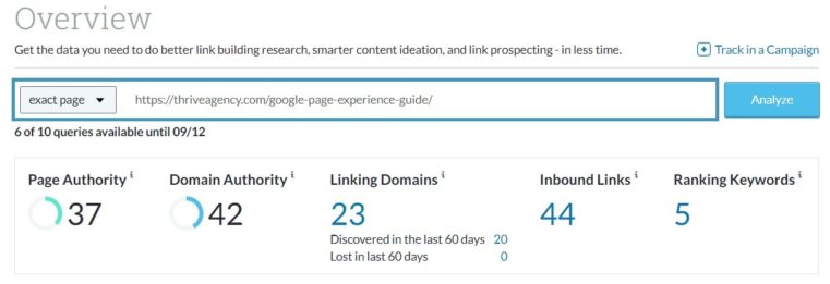 Moz Page Authority checker