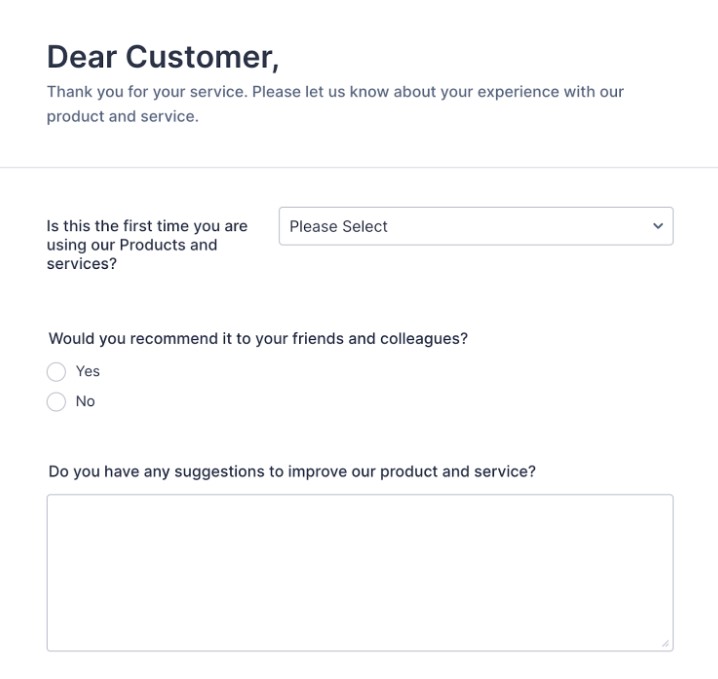 Post Purchase Survey