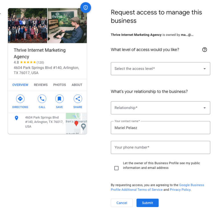 Request Access form