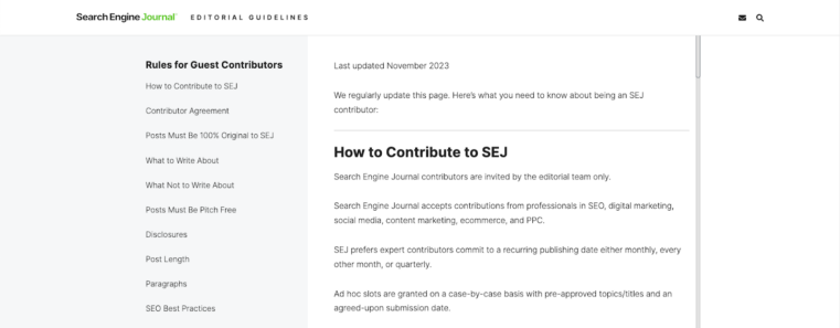 SEJ Guest Contributor Guidelines