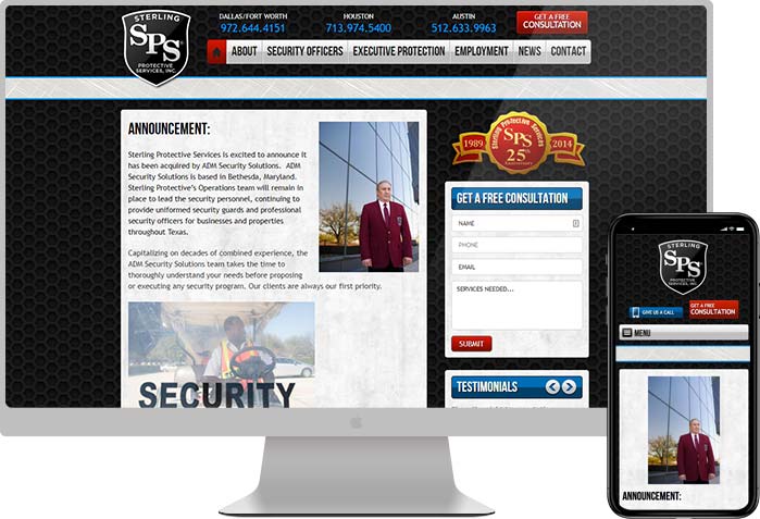 Sterling Protective Services, Inc. website preview