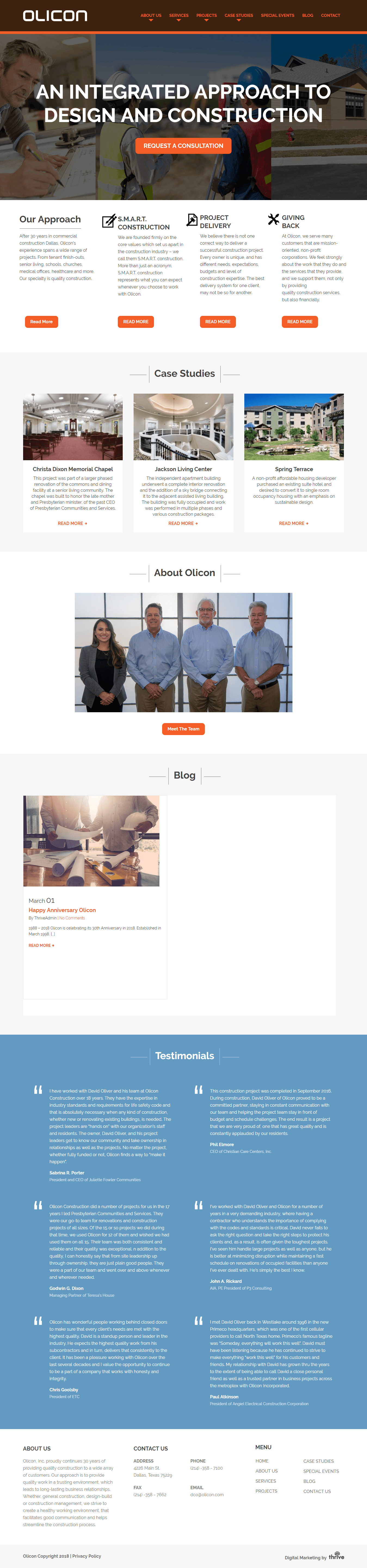 Olicon | Construction & Design Company Web Design Example