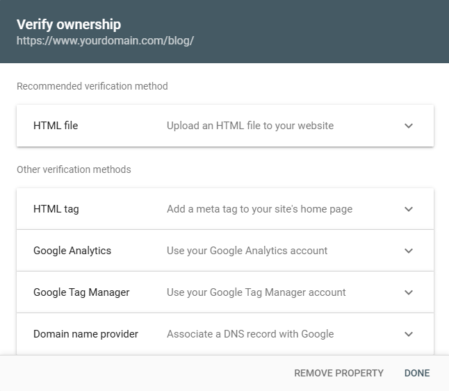 Verify ownership via html
