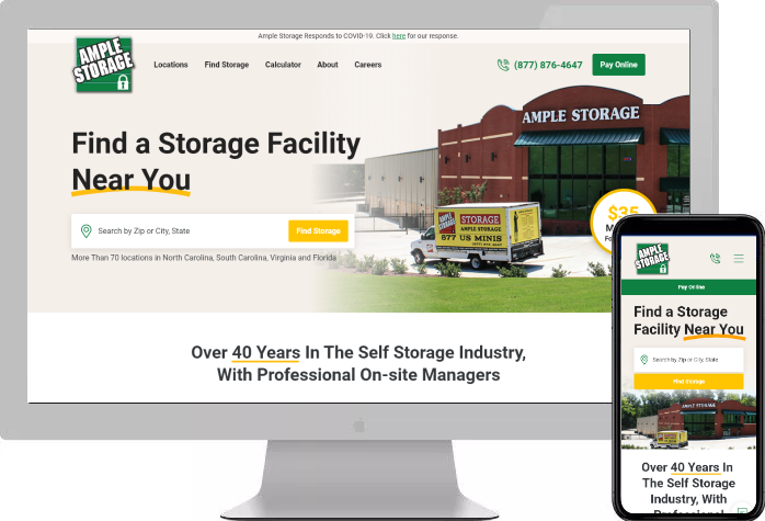 Ample Storage Center website preview