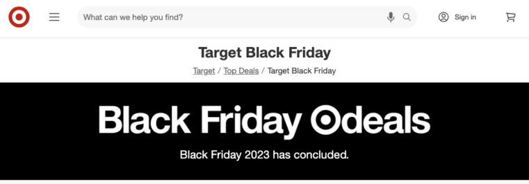 A snippet of Target’s landing page