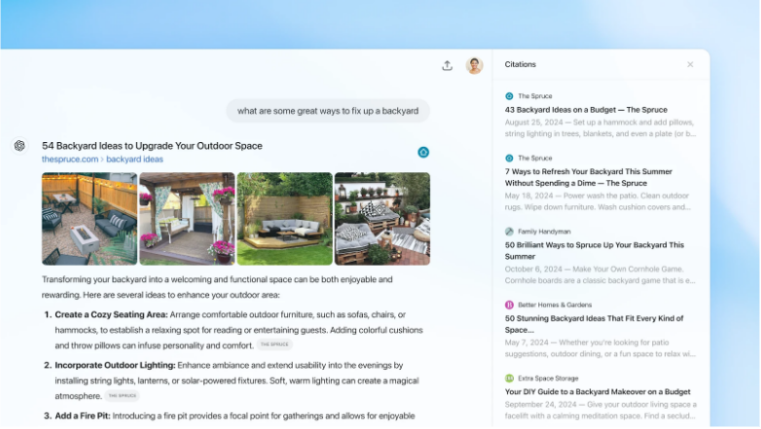 chatgpt search with sources sidebar