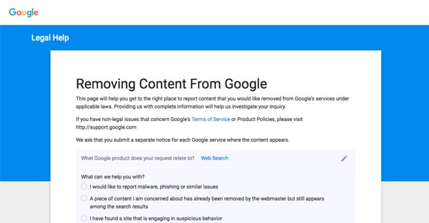 removing google content