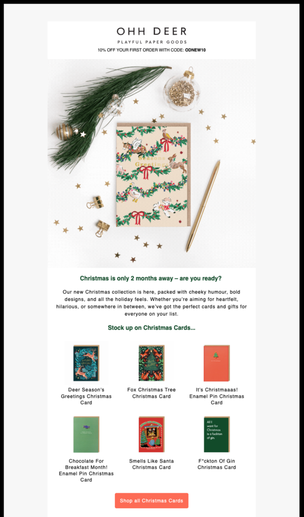 Example of a simple yet festive email design