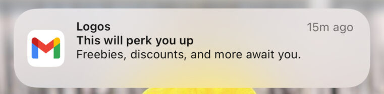 Example of a promotional email notification preview