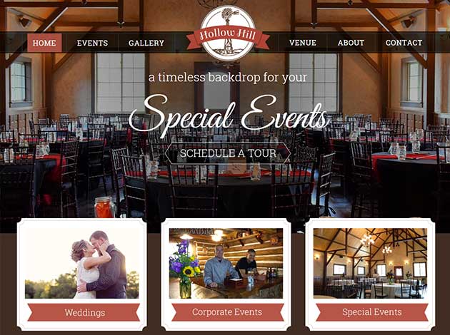 Web Design for Hollow Hill Farm Event Center