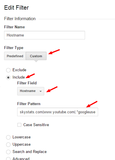 Google Analytics Hostname Filter