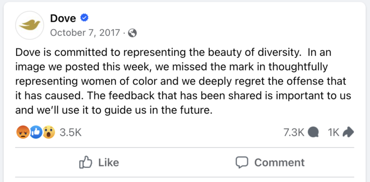Dove’s Facebook Page