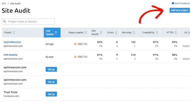 New Project Semrush Audit