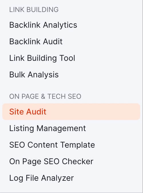 Semrush site audit