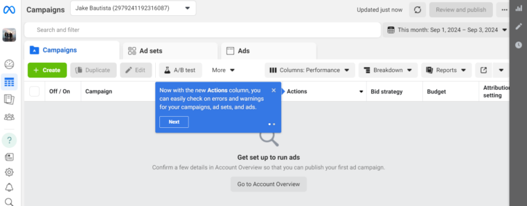 Meta Ads Manager Screen