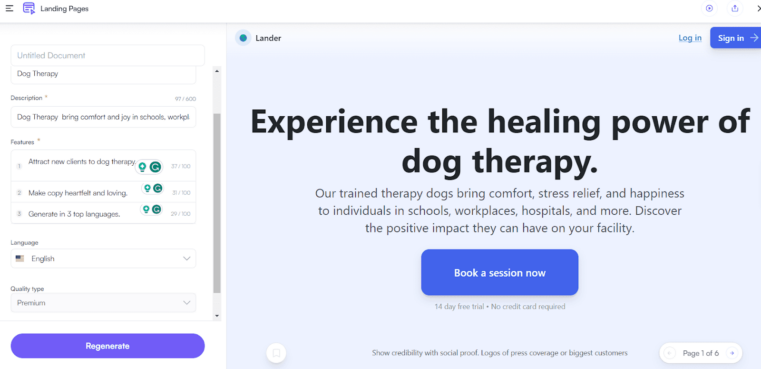 Writesonic Landing Page Generator