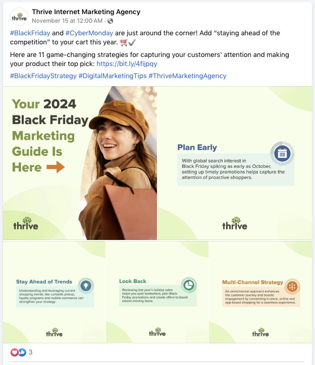 Example of content promotion on social media