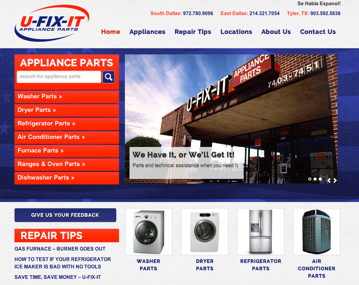 UFIXIT Appliance Parts  Design by Thrive