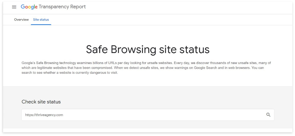 Secure Browsing site status